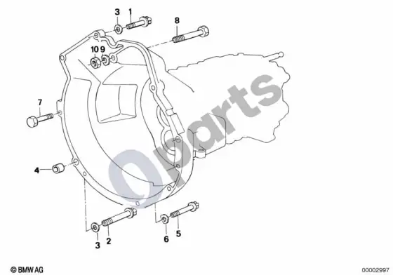 BMW 3 E36 pavarų dėžės tvirtinimas (E36 316IM40, E36 318IM40, E36 325TD, E36 325TDS) – schema