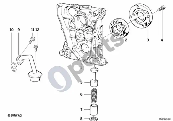 BMW 3 E36 tepimo sistema / alyvos siurblys su pavara (E36 316IM40, E36 318IM40) – schema