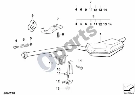BMW 3 E36 galinis duslintuvas (E36 318IM40) – schema