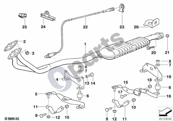 BMW 3 E36 katalizatoriaus/lambda zondas (E36 318IM43) – schema