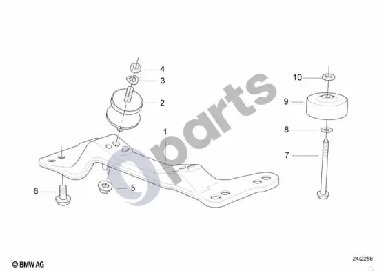 BMW 3 E36 pavarų dėžės pakaba (E36 318IM43) – schema