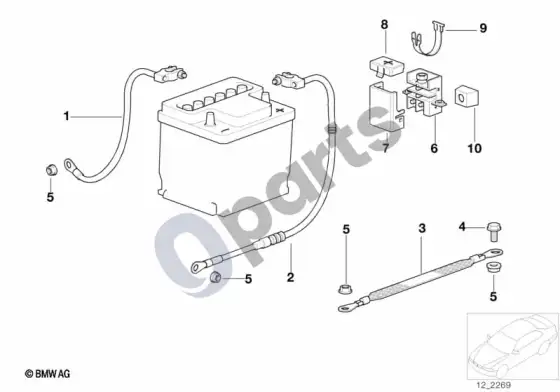BMW 3 E36 akumuliatoriaus kabelis (akumuliatorius gale, E36 318ISM42) – schema