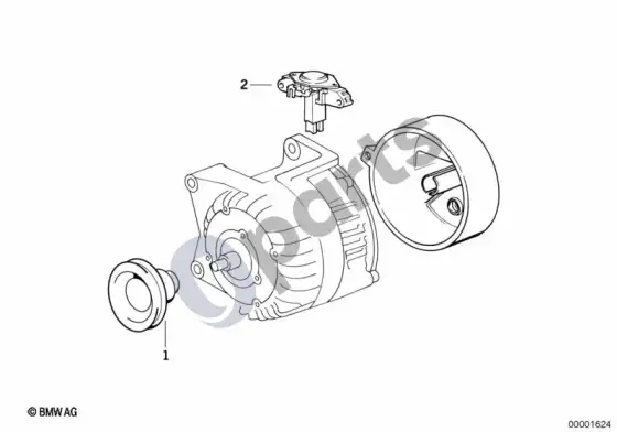 BMW 3 E36 generatorius, atskiros dalys 70A – schema
