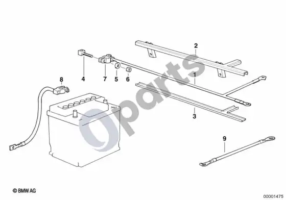 BMW 3 E36 akumuliatoriaus kabelis (akumuliatorius priekyje, E36 318ISM44) – schema