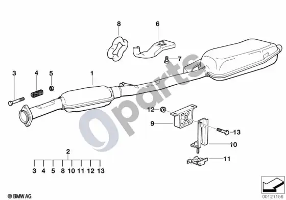 BMW 3 E36 galinis duslintuvas (E36 318ISM44) – schema