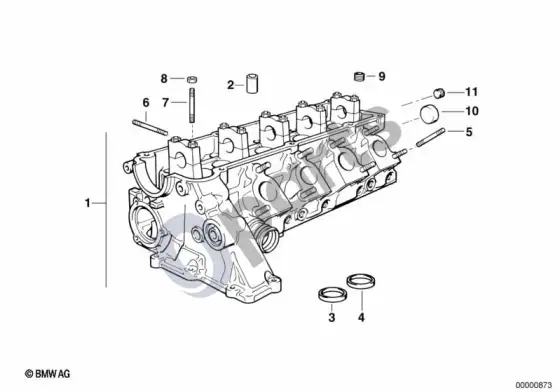 BMW 3 E36 cilindrų galvutė (E36 318TDS) – schema