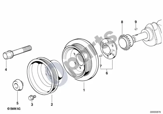 BMW 3 E36 diržinė pavara, vibracijų slopintuvas (E36 318TDS) – schema
