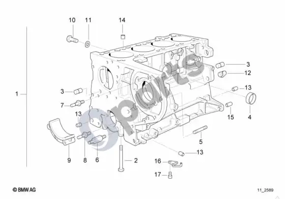 BMW 3 E36 variklio blokas (E36 318TDS) – schema