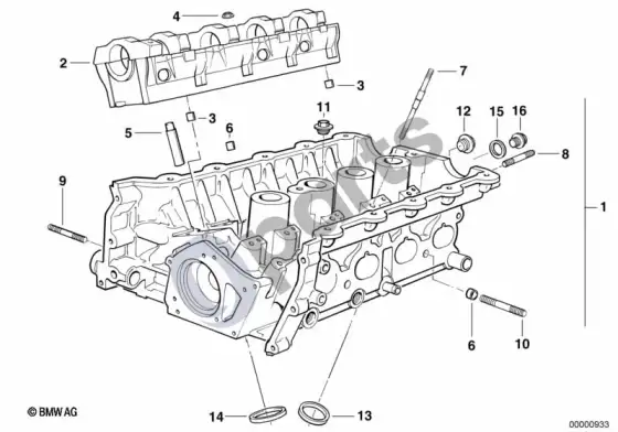 BMW 3 E36 cilindrų galvutė (E36 318TIM42) – schema
