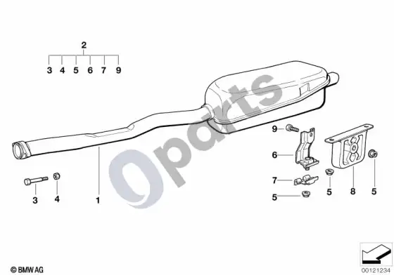 BMW 3 E36 galinis duslintuvas (E36 320IM50, E36 320IM52, E36 323I, E36 320I) – schema