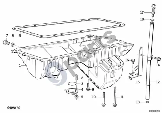 BMW 3 E36 alyvos karteris / alyvos lygio matuoklis – schema