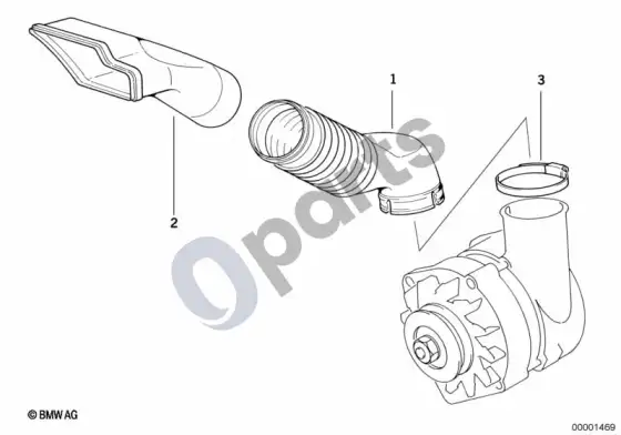 BMW 3 E36 generatoriaus aušinimas – schema