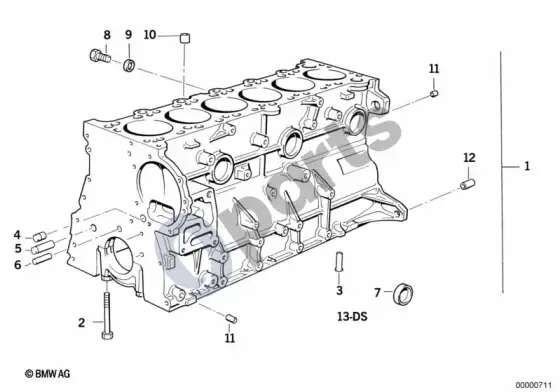 BMW 3 E36 variklio blokas (E36 320IM50) – schema