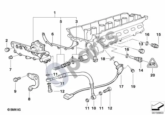BMW 3 E36 cilindrų galvutė vanos (E36 320IM52) – schema