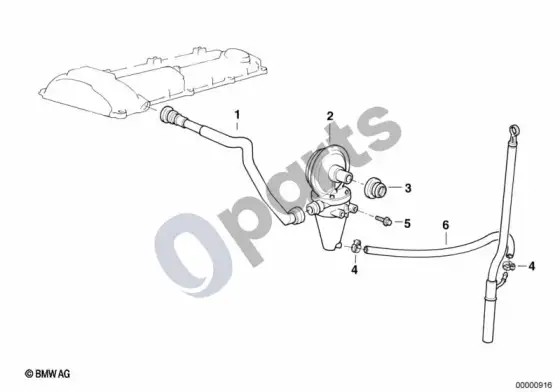 BMW 3 E36 karterio vėdinimas / alyvos separatorius (E36 323TI) – schema