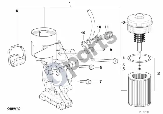 BMW 3 E36 tepimo sistema – alyvos filtras (E36 323TI) – schema
