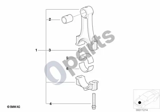 BMW 3 E36 alkūninis velenas, švaistikliai (E36 325TD, E36 325TDS) – schema