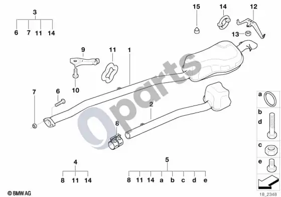 BMW 3 E36 galinis duslintuvas (E36 325TD, E36 325TDS) – schema