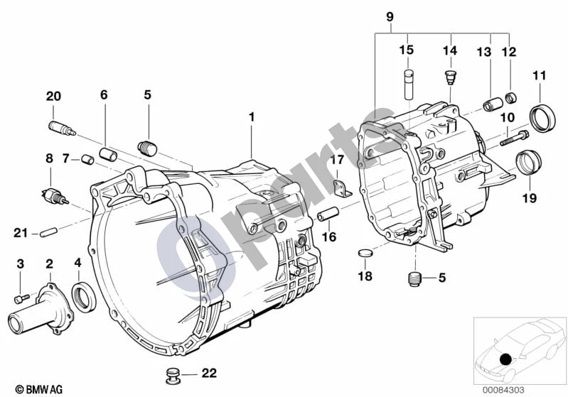BMW 3 E36 (1991–2000) S5D...Z korpusas ir tvirtinimo detalės (E36 325TD, E36 325TDS) schema – pozicija 18: Magnetas