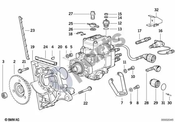 BMW 3 E36 įpurškimo siurblys / guolio laikiklis dyzelinis; ... - 1994.01 – schema