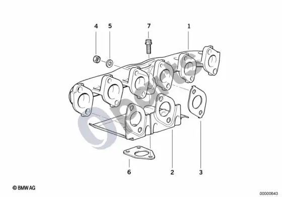BMW 3 E36 išmetimo kolektorius (E36 325TD) – schema