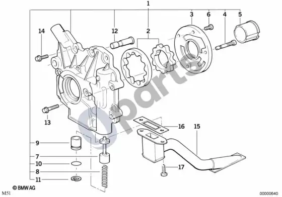 BMW 3 E36 tepimo sistema / alyvos siurblys su pavara (E36 325TD) – schema