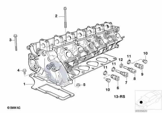 BMW 3 E36 cilindrų galvutės pritvirtinamos dalys; ... - 1996.01 (E36 325TDS) – schema