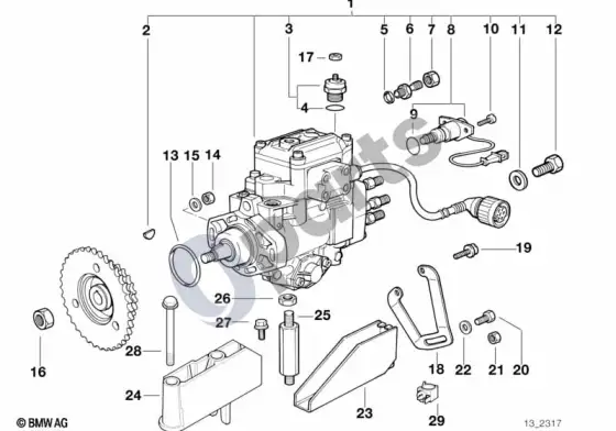 BMW 3 E36 dyzelinio variklio įpurškimo siurblys; 1994.01 - ... – schema