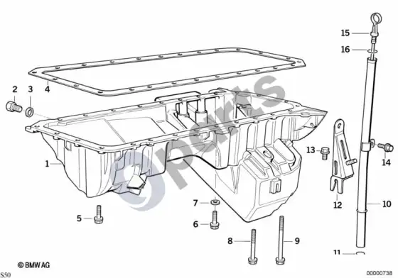 BMW 3 E36 alyvos karteris ir matuoklis (E36 M3) – schema