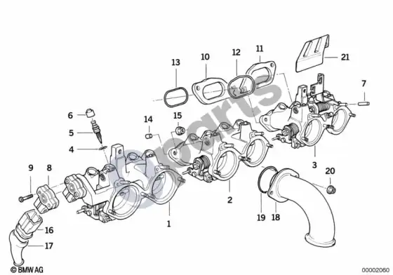 BMW 3 E36 droselio korpuso mazgas (E36 M3) – schema