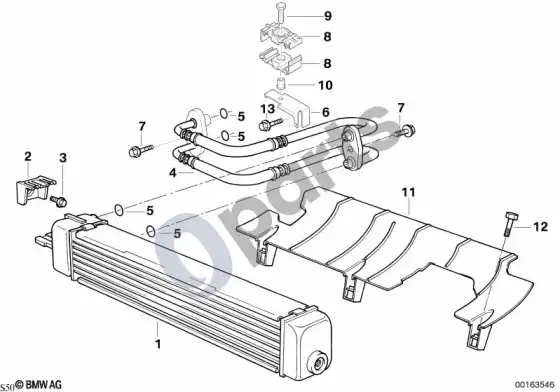 BMW 3 E36 variklio alyvos aušinimas (E36 M3, E36 m33.2) – schema