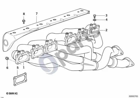 BMW 3 E36 išmetimo kolektorius (E36 M3) – schema