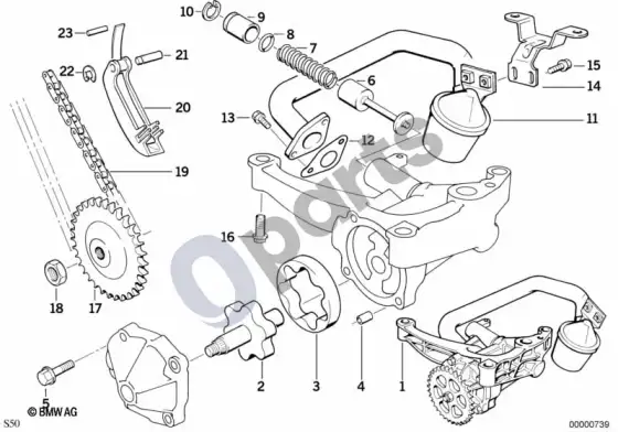 BMW 3 E36 tepimo sistema / alyvos siurblys su pavara (E36 M3) – schema