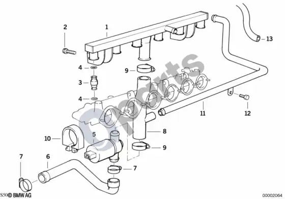 BMW 3 E36 tuščiosios eigos reguliavimo vožtuvas – schema
