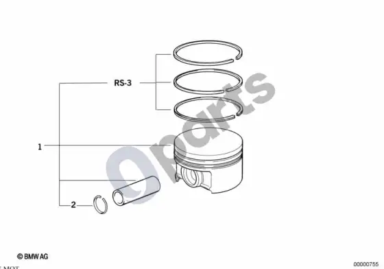 BMW 3 E36 alkūninis velenas, stūmokliai (E36 m33.2) – schema