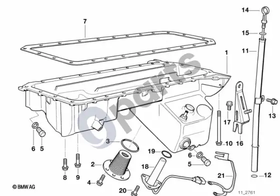 BMW 3 E36 alyvos karteris / alyvos lygio matuoklis (E36 m33.2) – schema