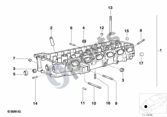 BMW 3 E36 cilindrų galvutė (E36 m33.2) – schema