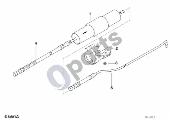 BMW 3 E36 degalų filtras (E36 m33.2) – schema