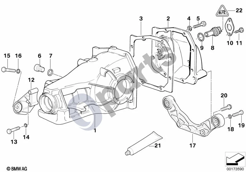 BMW 3 E36 (1991–2000) Galinės pavaros dangtis / paleidimo kontaktas (E36 M33.2) schema – pozicija 03: Tarpiklis be asbesto