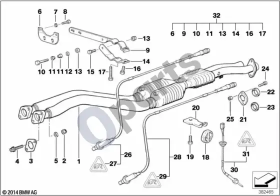 BMW 3 E36 katalizatoriaus/lambda zondas (E36 m33.2) – schema