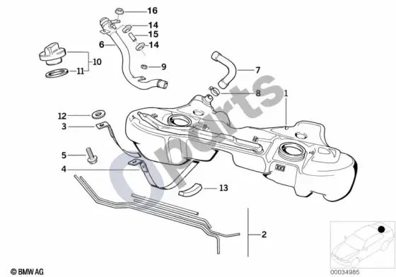 BMW 3 E36 plastikinis kuro bakas (E36 m33.2) – schema