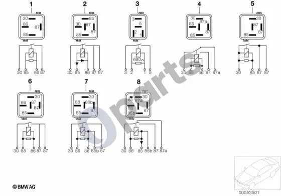 BMW 3 E36 variklio relė (E36 m33.2) – schema