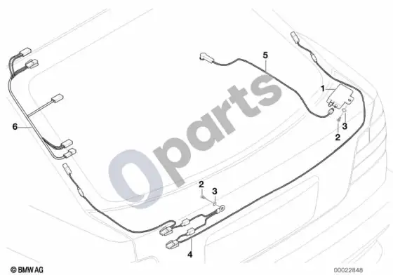 BMW 3 E36 galinio lango antenos atskiros dalys – schema