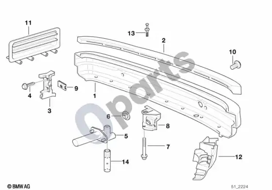 BMW 3 E36 galinis laikiklis – schema