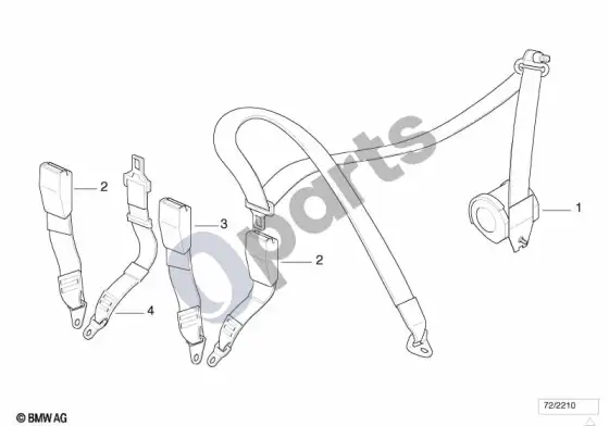 BMW 3 E36 galinis saugos diržas – schema