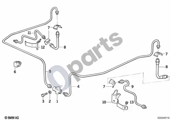 BMW 3 E36 galinis stabdžių vamzdelis – schema