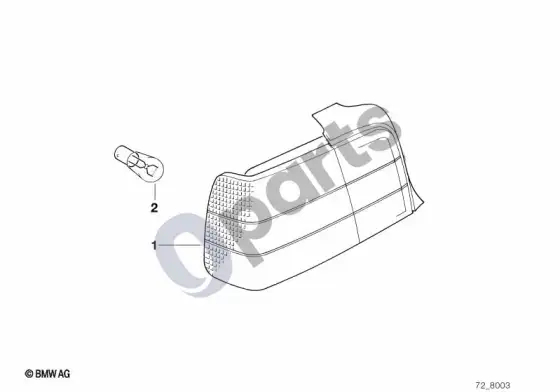 BMW 3 E36 galinis žibintas, baltas posūkio rodiklis – schema