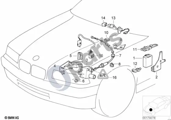 BMW 3 E36 greičio palaikymo sistema – schema