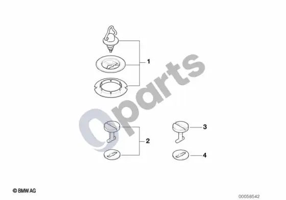 BMW 3 E36 grindų kilimėlių fiksatoriai – schema