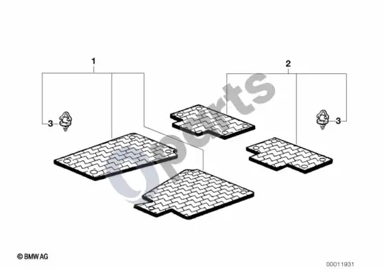 BMW 3 E36 guminis kilimėlis – schema